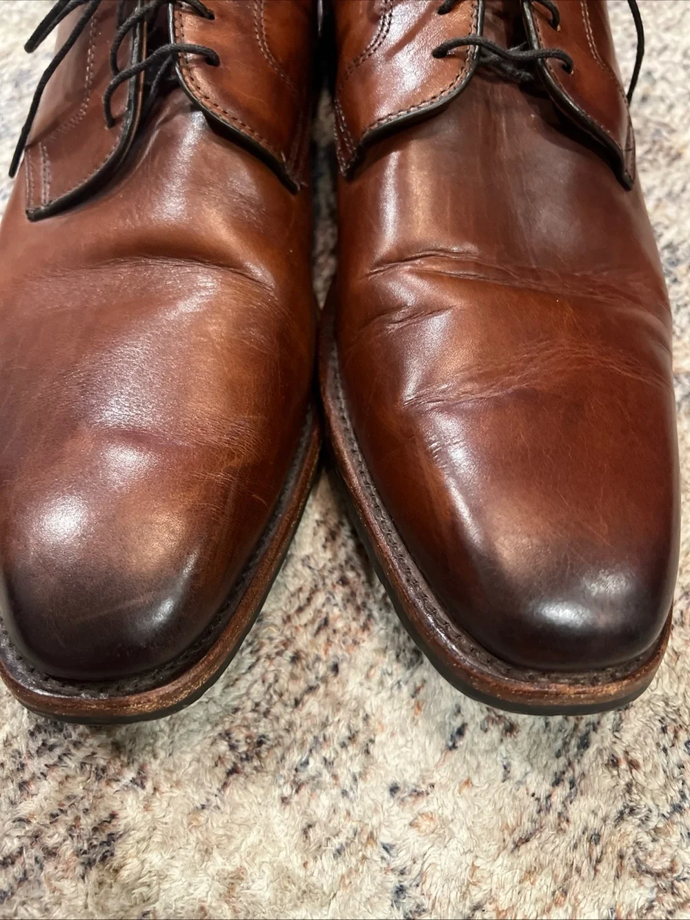 Allen Edmonds Easton  Brown Leather Plain-Toe Dress Shoes Sz 13 Lace Up